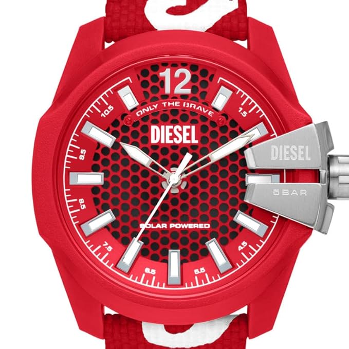 Diesel Nylon Baby Chief Analog Red Dial Men Watch, Red Band