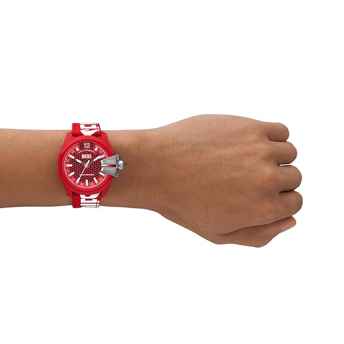 Diesel Nylon Baby Chief Analog Red Dial Men Watch, Red Band