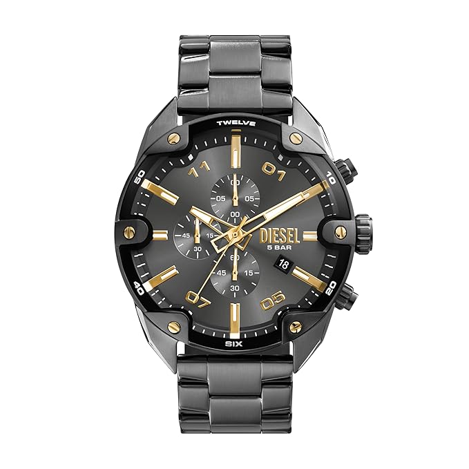 Diesel Stainless Steel Analog Gray Dial Men's Watch Band Color:Gray