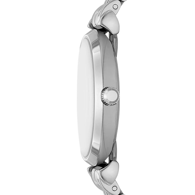 Emporio Armani Stainless Steel Gianni T-Bar Analog Silver Dial Women Watch Silver Band