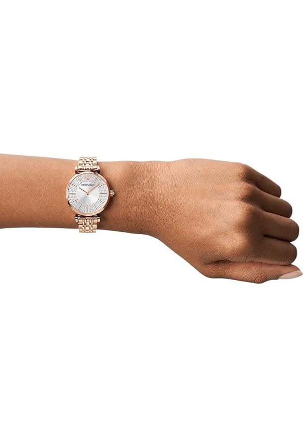 Emporio Armani Watch for Women, Two Hand Movement, 32 mm Rose Gold Stainless Steel Case with a Stainless Steel Strap,Gianni T-bar, bracelet