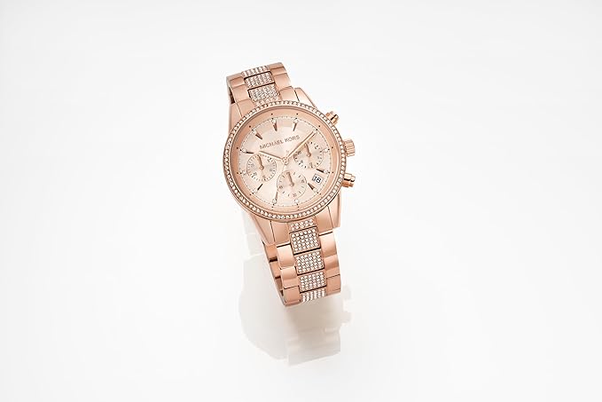Michael Kors Ritz Analogue Women's Watch (Rose Gold Dial Rose Gold Colored Strap)