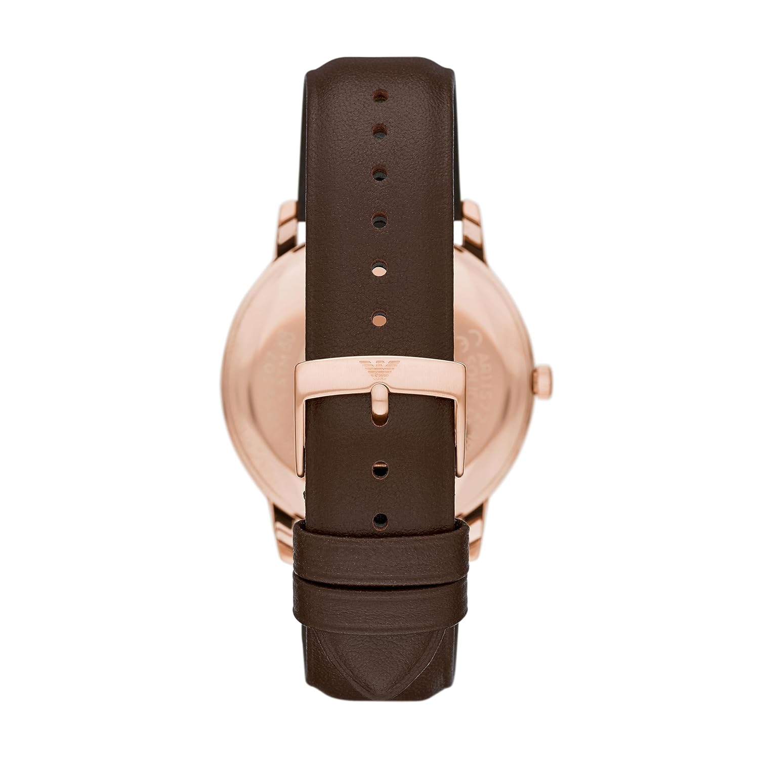 Emporio Armani Leather Analog White Dial Men Watch , Brown Band