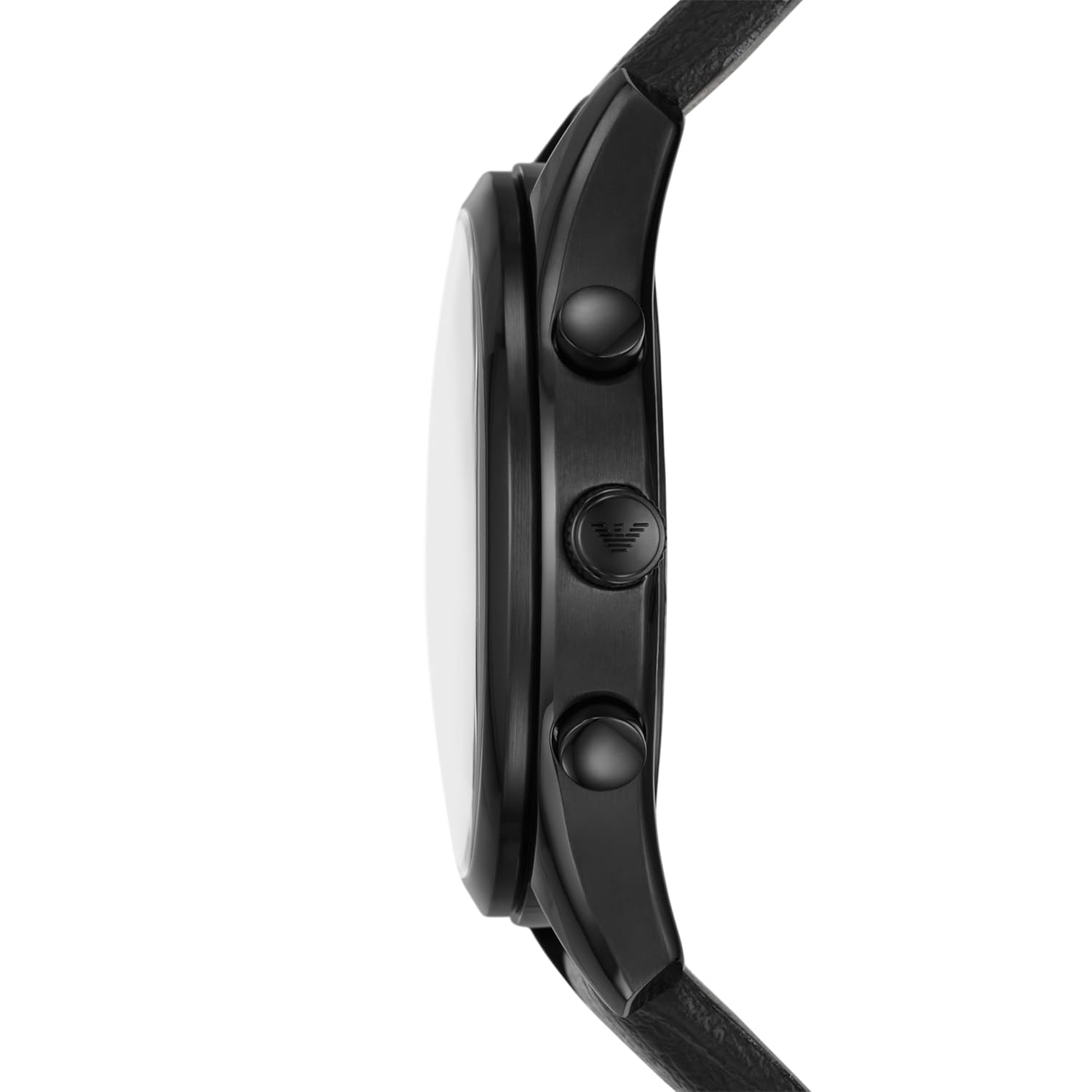Emporio Armani Leather Analog Black Dial Men Watch , Black Band