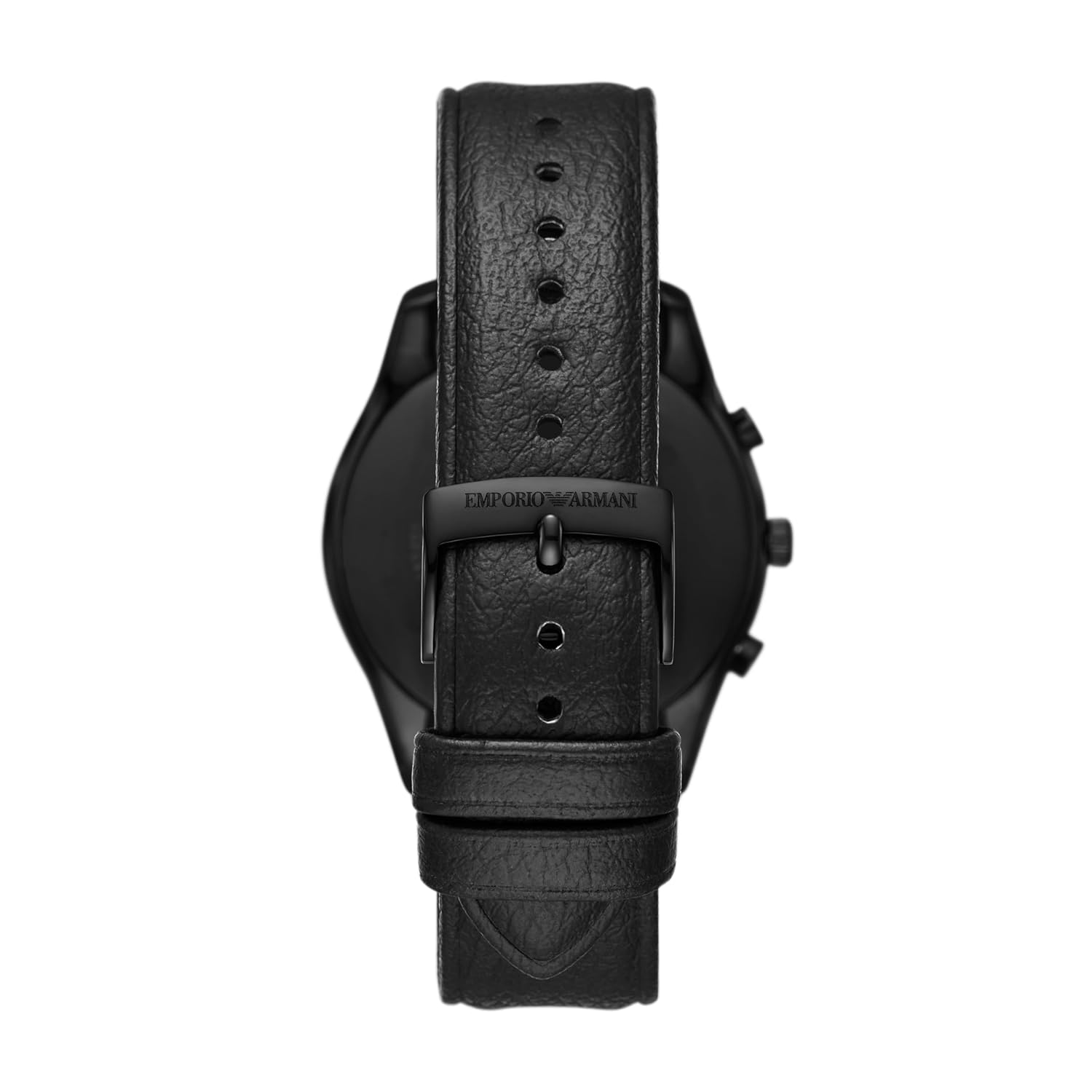 Emporio Armani Leather Analog Black Dial Men Watch , Black Band