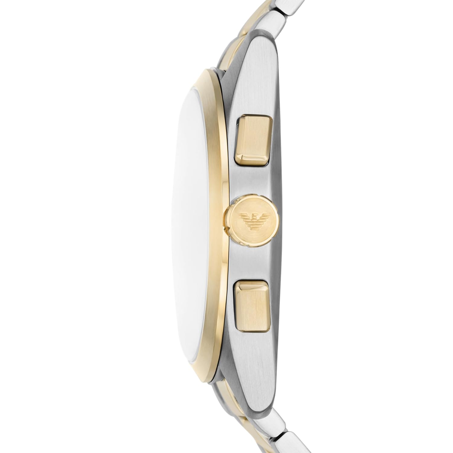 Emporio Armani Stainless Steel Analog Beige Dial Men's Watch,Band Color-Two-Tone