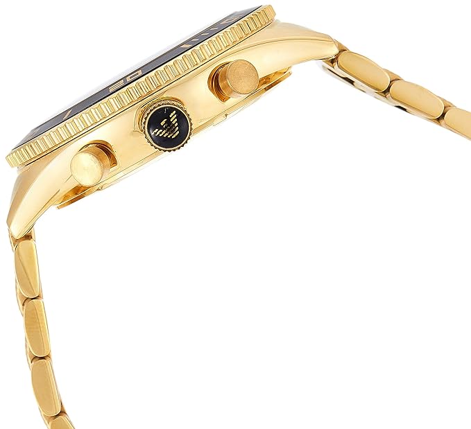 Emporio Armani Men's Gold Tone Stainless Steel with Black Dial Watch