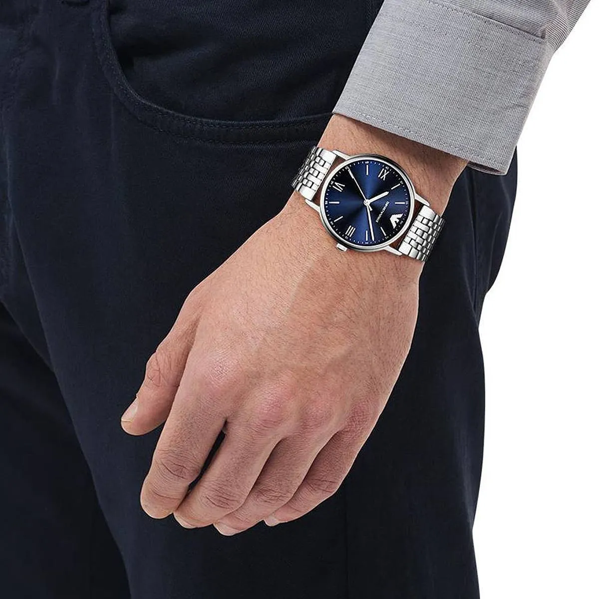 Armani Kappa Blue Dial Stainless Steel Men's Watch