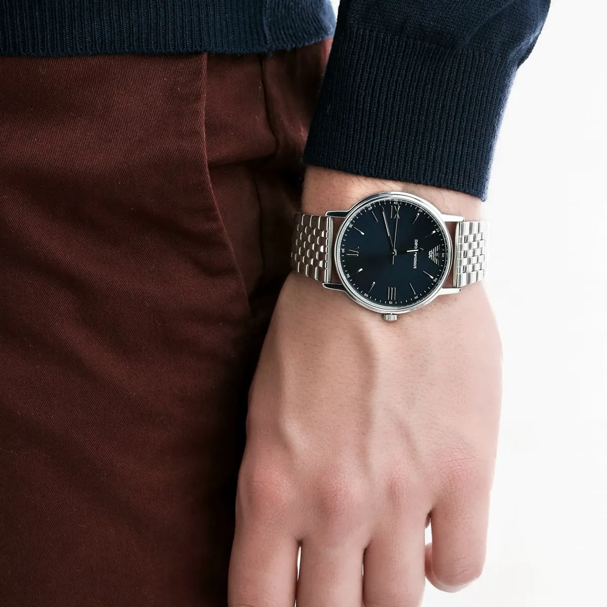 Armani Kappa Blue Dial Stainless Steel Men's Watch
