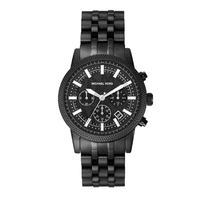 Michael Kors Hutton Men's Watch, Stainless Steel Chronograph Watch for Men with Steel or Leather Band