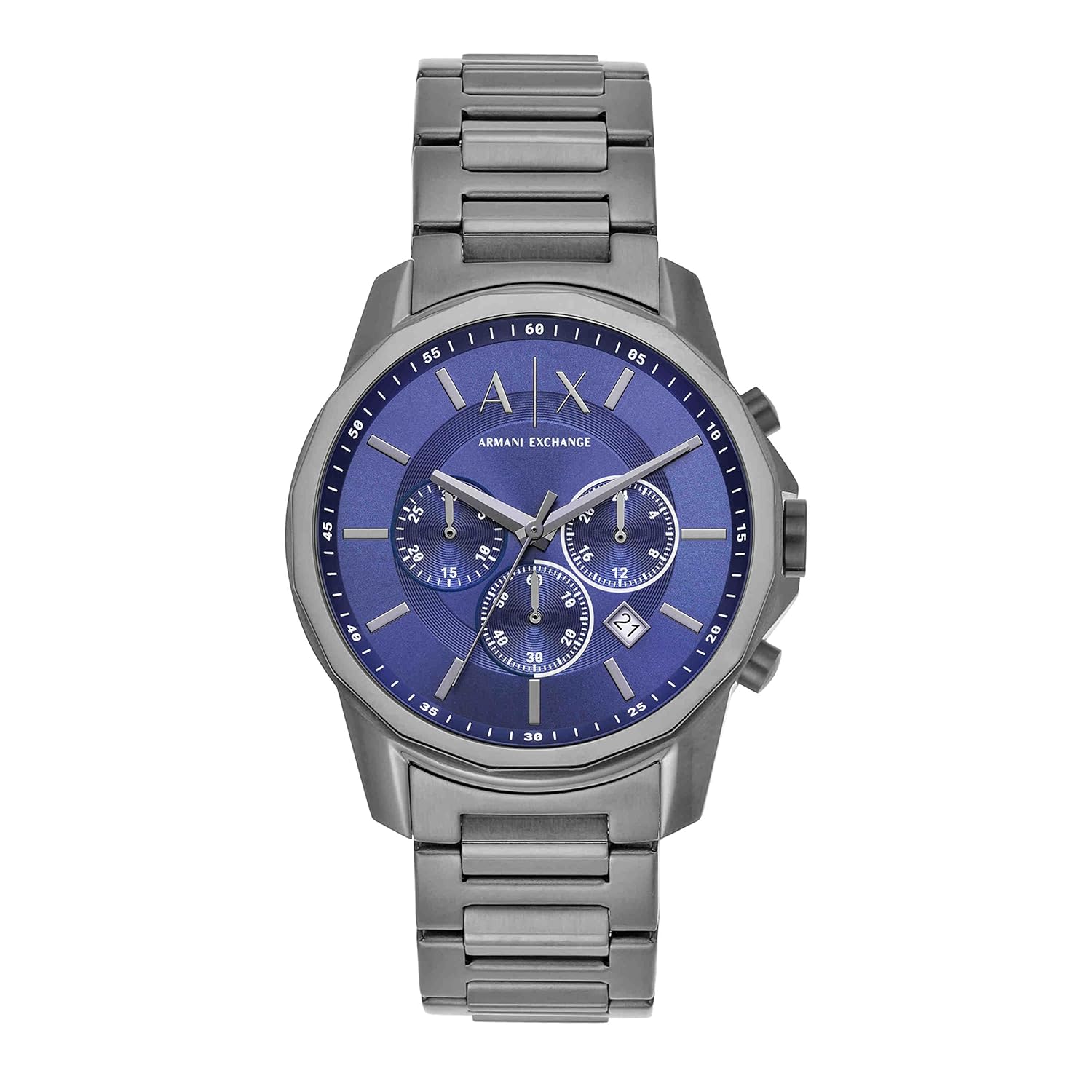 Armani Exchange Stainless Steel Analog Blue Dial Men Watch Gray Band