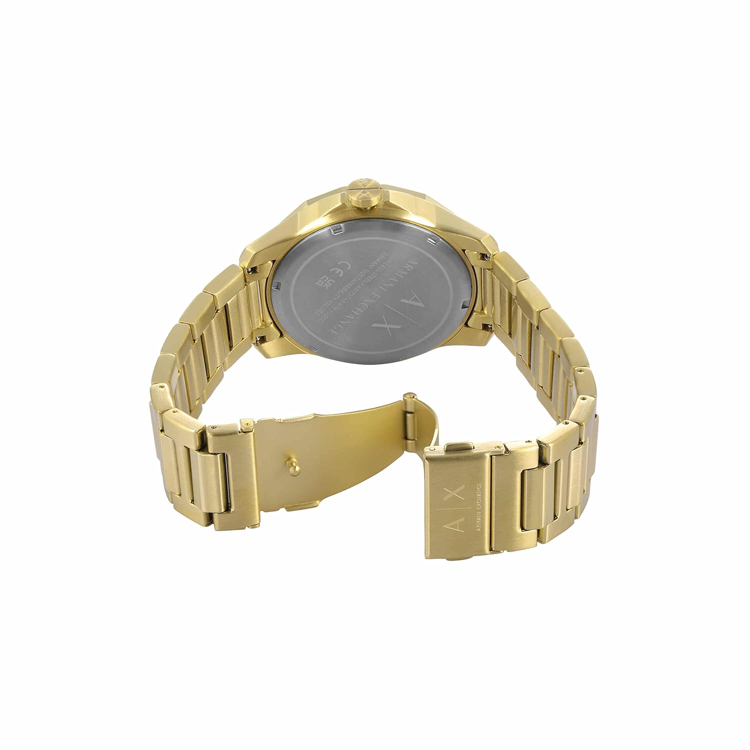 Armani Exchange Stainless Steel Analog Gray Dial Men Watch Gold Band