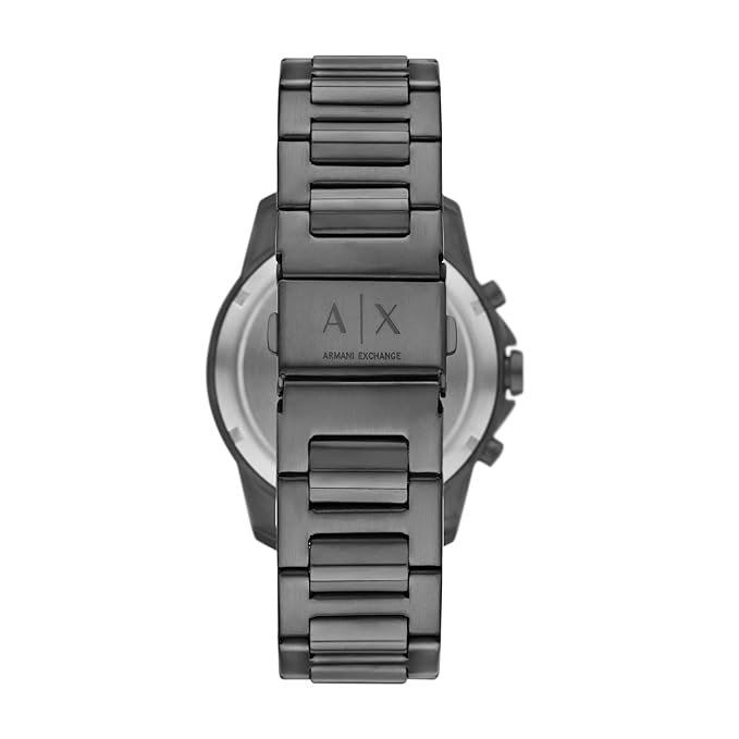 Armani Exchange Stainless Steel Analog Black Dial Men's Watch Band Color:Gray