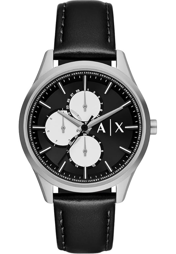 Armani Exchange A|X Multifunction Black Leather Watch BLACK, Modern