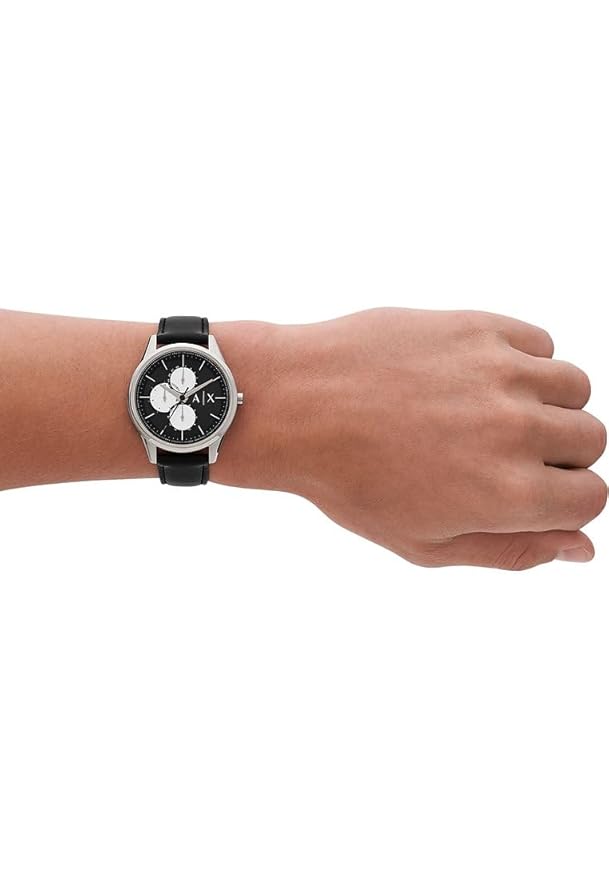 Armani Exchange A|X Multifunction Black Leather Watch BLACK, Modern