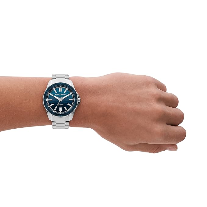 Armani Exchange Analog Blue Dial Men's Stainless Steel Watch