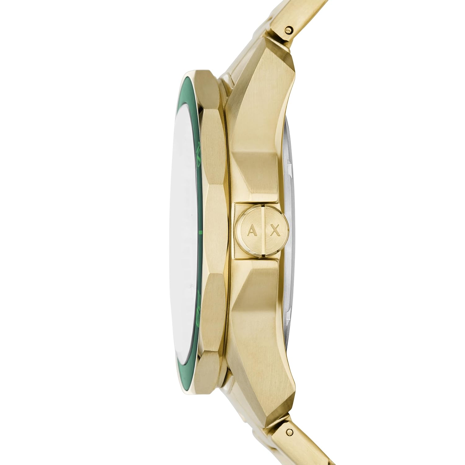 Armani Exchange Analog Green Dial Men's Watch Stainless Steel, Gold Strap