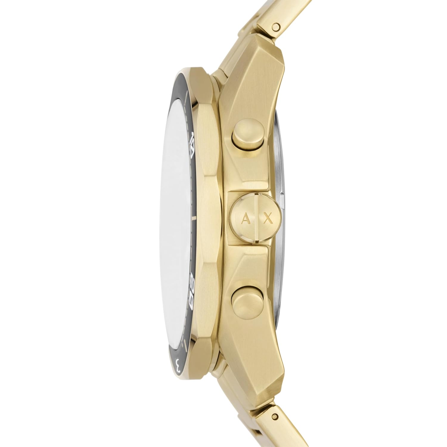 Armani Exchange Stainless Steel Analog Black Dial Men Watch, Gold Band