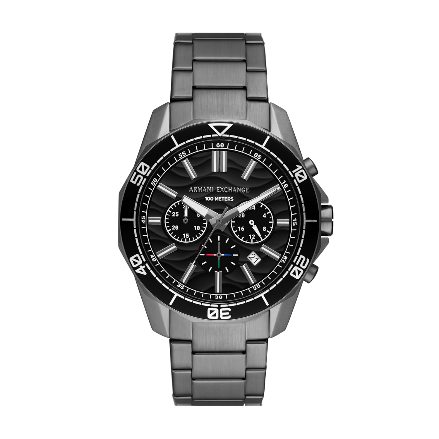 Armani Exchange Stainless Steel Analog Black Dial Men Watch Gray Band