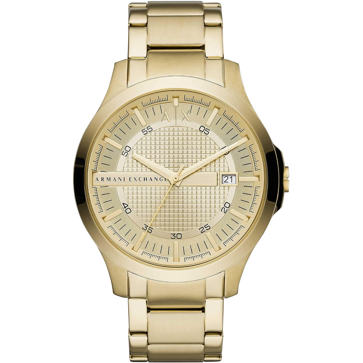 Armani Exchange Analog AX Men's Stainless Steel Quartz Dress Watch, Gold, 46mm, bracelet