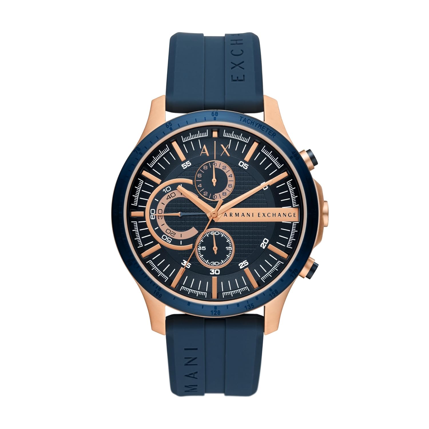 Armani Exchange Silicone Hampton Analog Blue Dial Men Watch, Blue Band