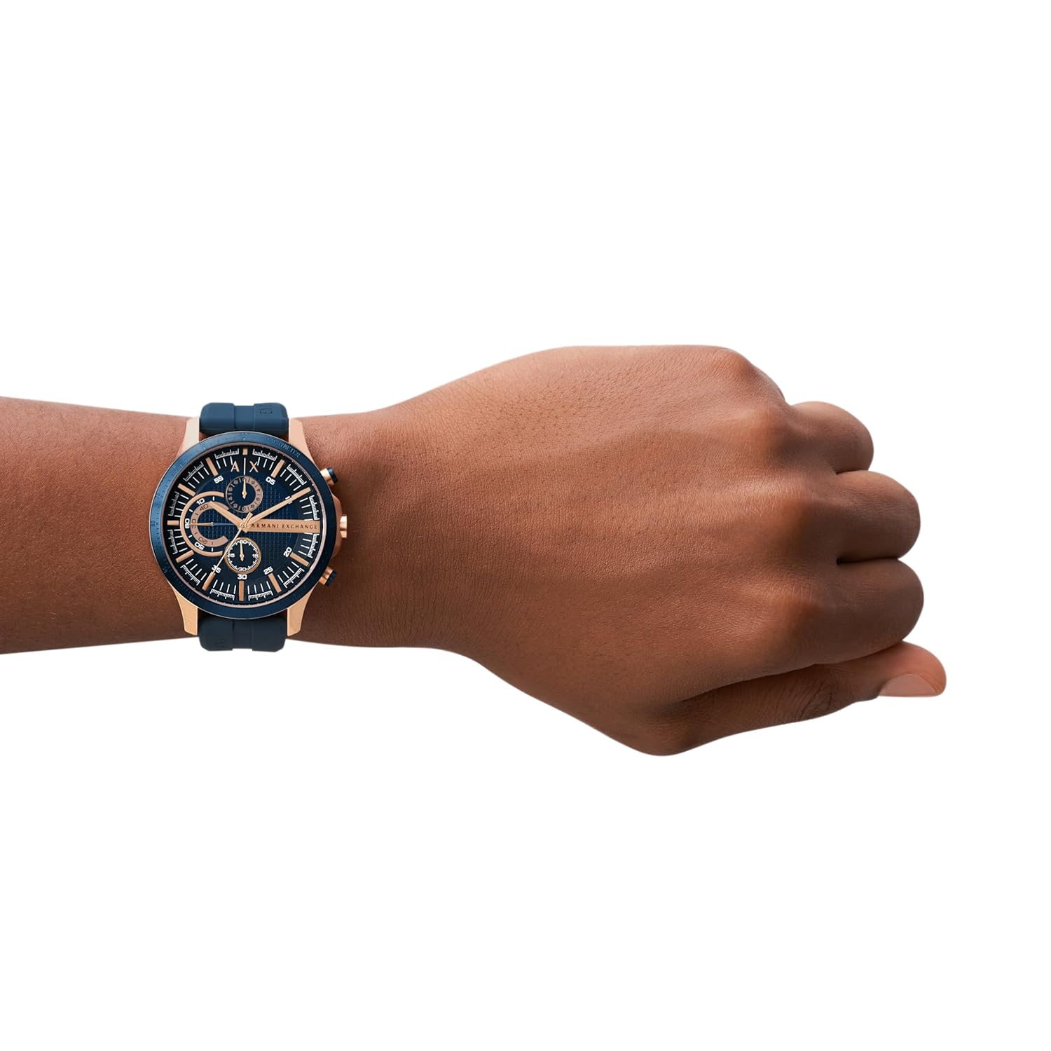 Armani Exchange Silicone Hampton Analog Blue Dial Men Watch, Blue Band
