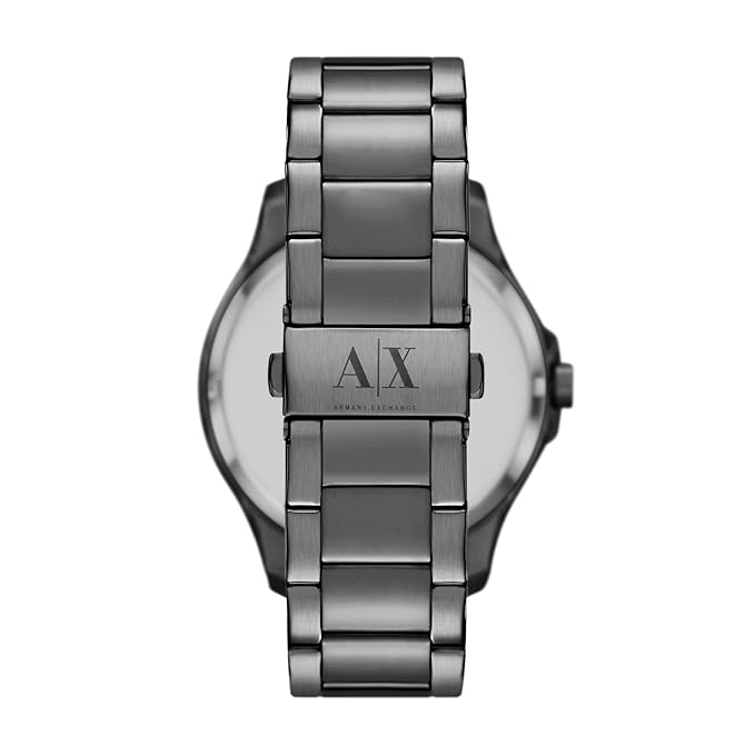 Armani Exchange Stainless Steel Analog Black Dial Men's Watch Band Color:Grey