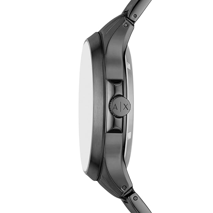 Armani Exchange Stainless Steel Analog Black Dial Men's Watch, Band Color:Gray