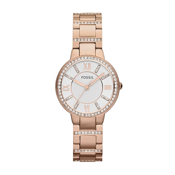 Fossil Analog Silver Dial Women's Watch - ES3284 Stainless Steel, Gold Strap
