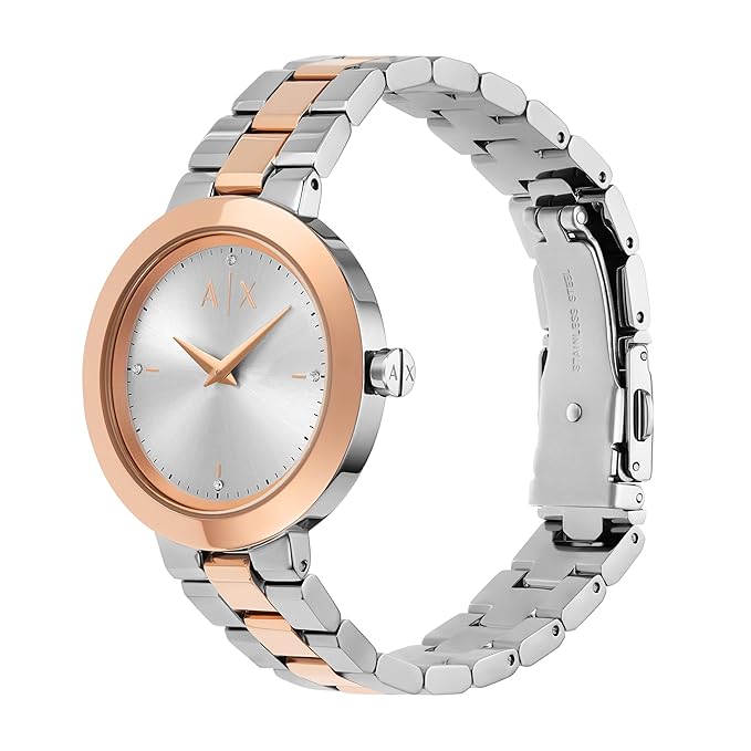 Armani Exchange Stainless Steel Analog Silver Dial Women's Watch, Band Color:Multicolor