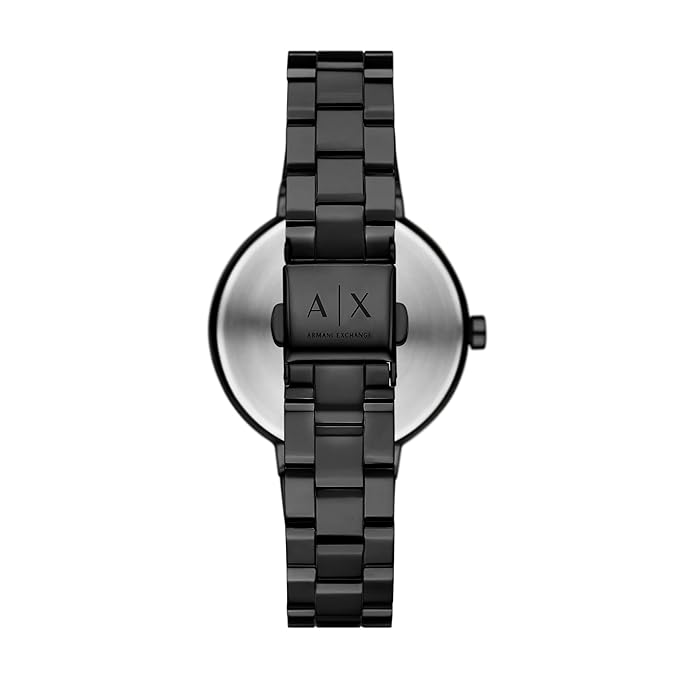 Armani Exchange Stainless Steel Analog Black Dial Women's Watch, Band Color:Black