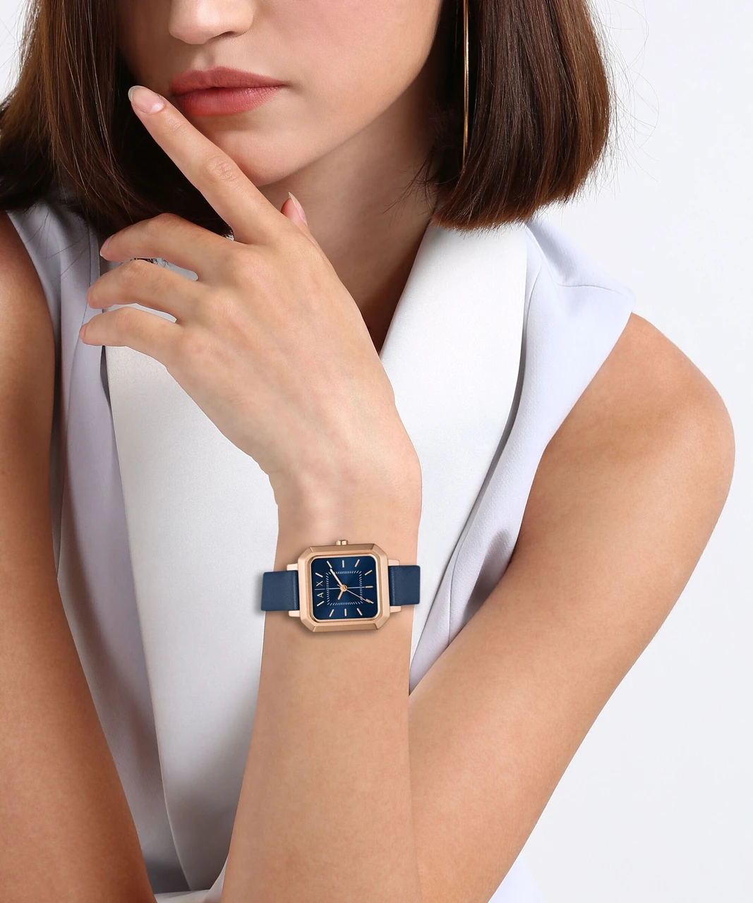 Armani Exchange Women Leila Rectangle Blue Watch