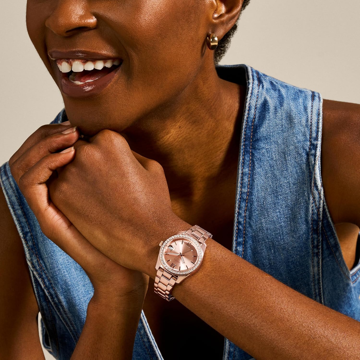 Fossil Analog Rose Gold Dial Women's Watch