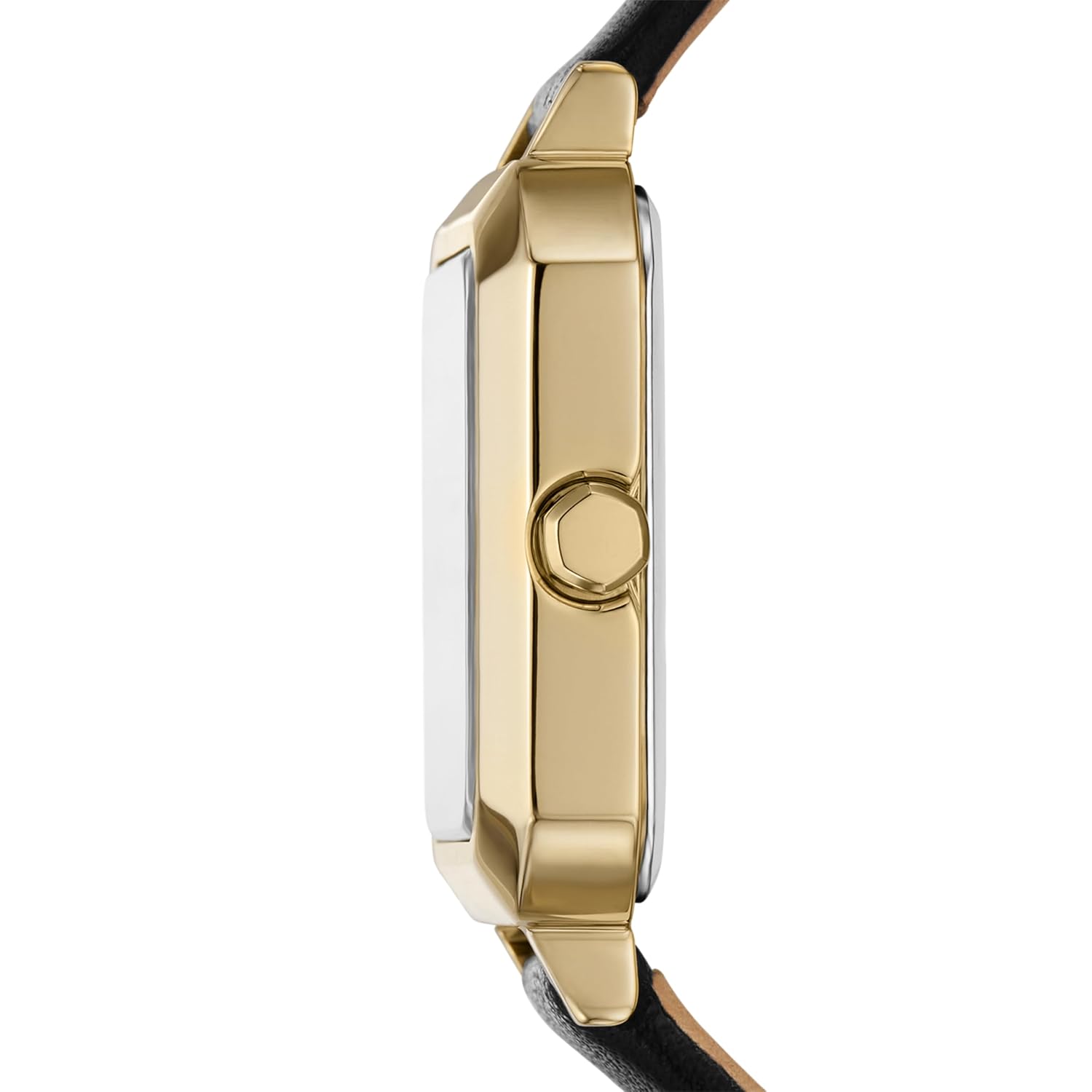 Armani Exchange Leather Analog Green Dial Women Watch, Black Band