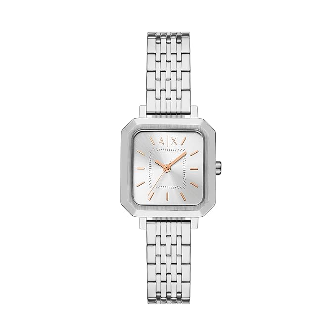Armani Exchange Stainless Steel Analog Silver Dial Women's Watch, Band Color:Silver