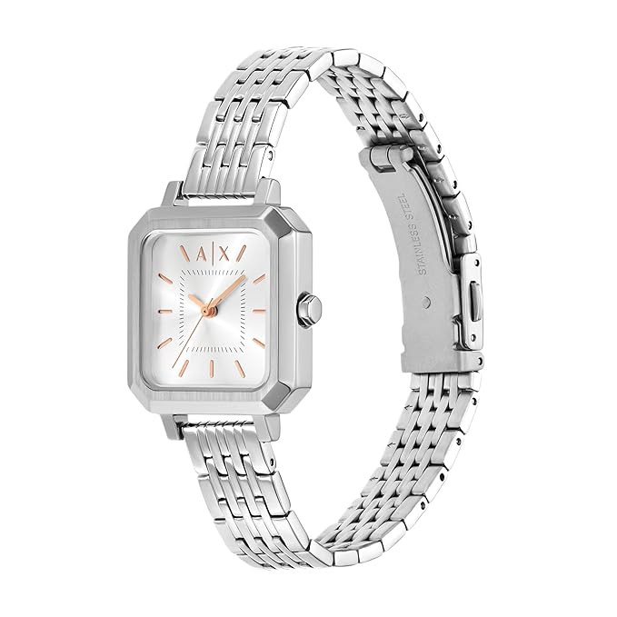 Armani Exchange Stainless Steel Analog Silver Dial Women's Watch, Band Color:Silver