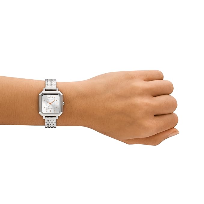 Armani Exchange Stainless Steel Analog Silver Dial Women's Watch, Band Color:Silver