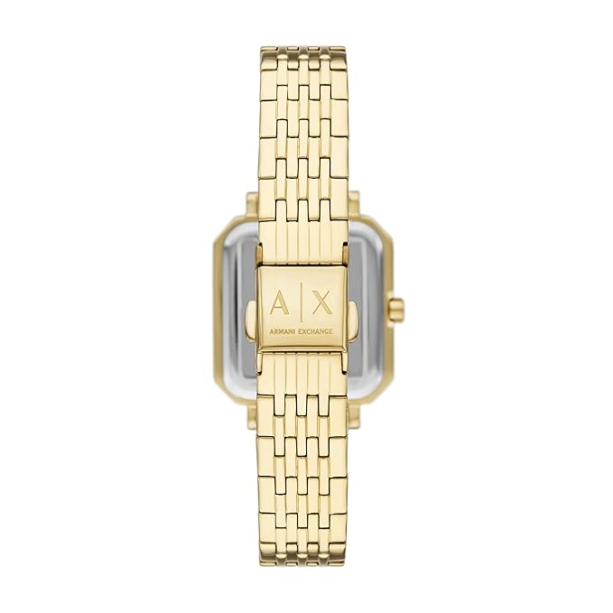 Armani Exchange Stainless Steel Analog Silver Dial Women's Watch, Band Color:Gold