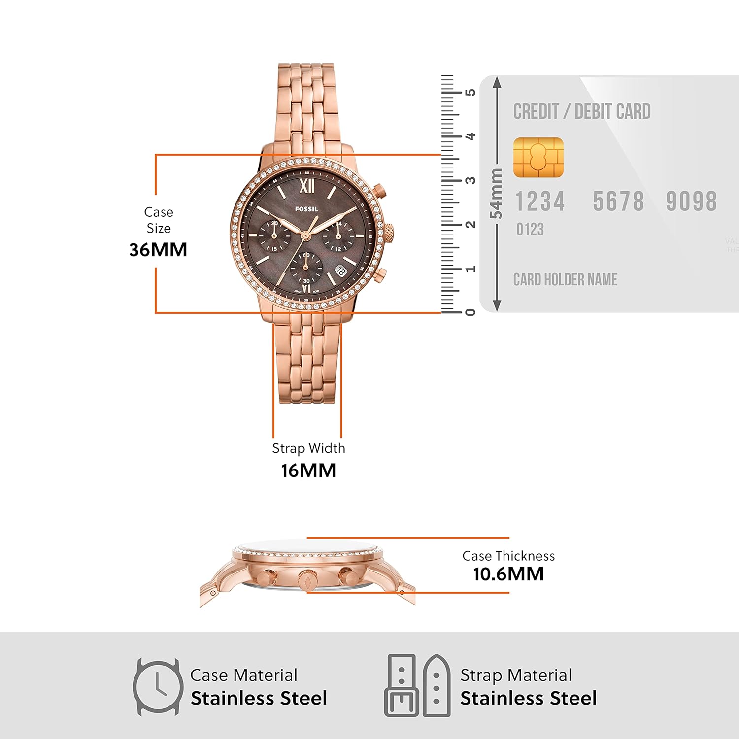 Fossil Neutra Analog Women's Watch ES5218 (Rose Gold Dial Gold Colored Strap)