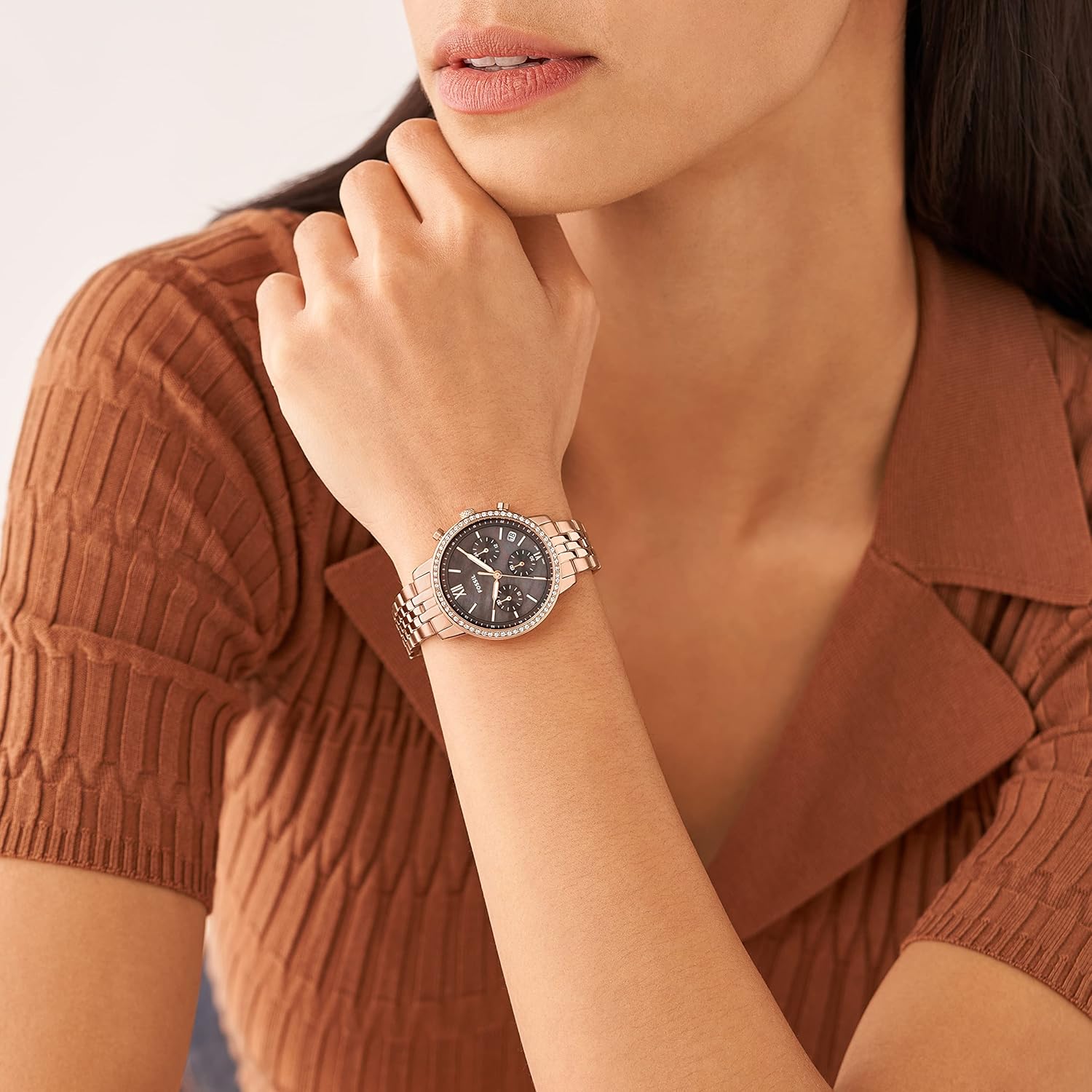 Fossil Neutra Analog Women's Watch ES5218 (Rose Gold Dial Gold Colored Strap)
