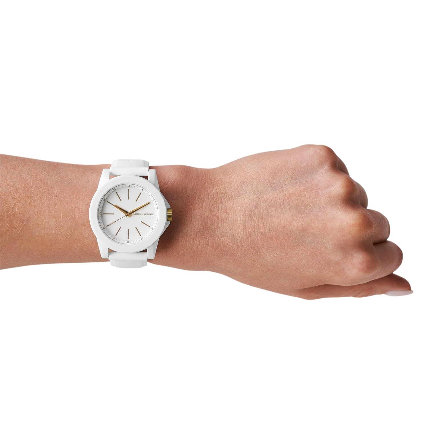 Armani Exchange Silicone Analog White Dial Women's Watch