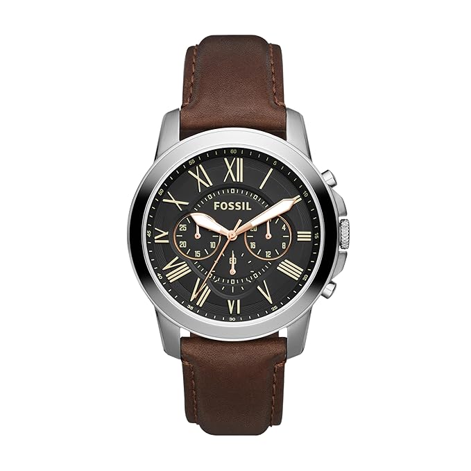 Fossil Chronograph men Grant Brown Quartz Leather Watch