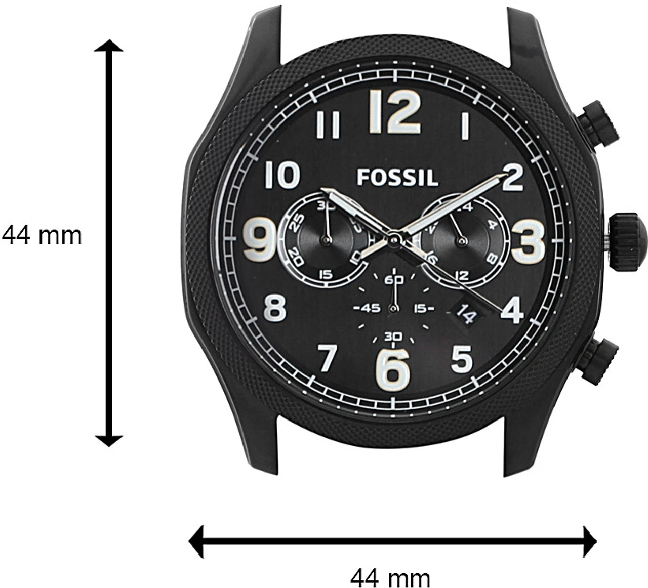 Fossil Mens Round Black Dial Stainless Steel Bracelet Watch