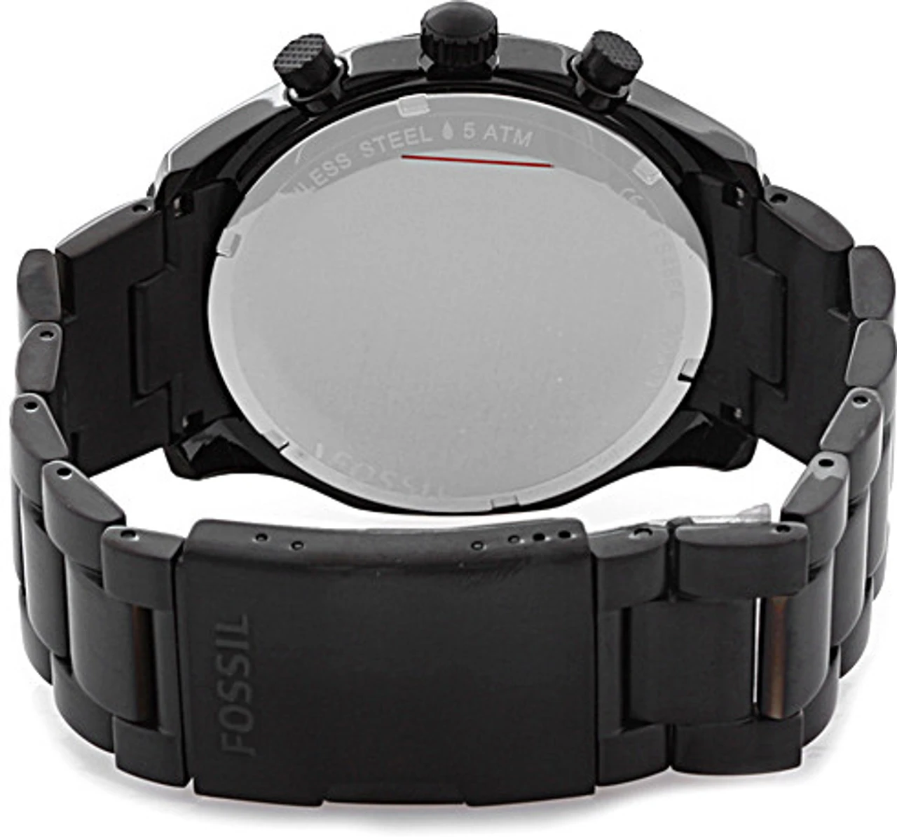 Fossil Mens Round Black Dial Stainless Steel Bracelet Watch