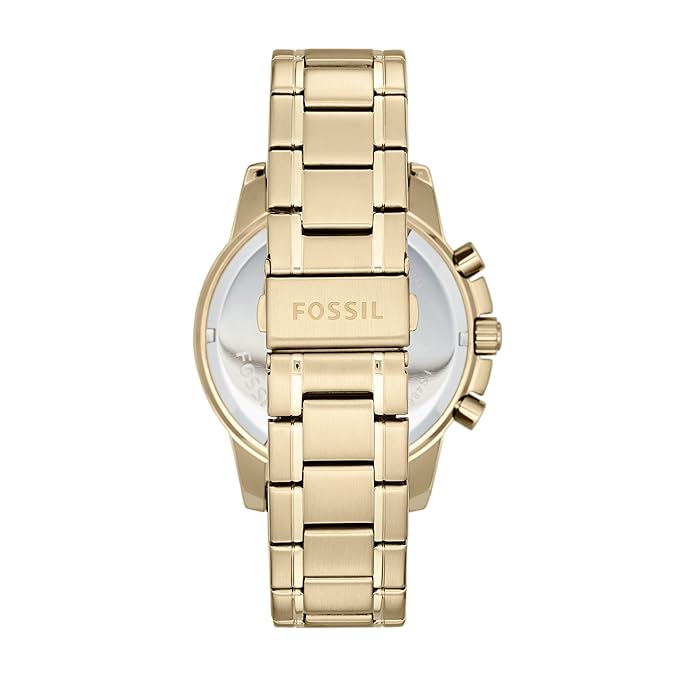 Fossil Men Stainless Steel Dean Analog Off-White Dial Watch Band Color-Gold