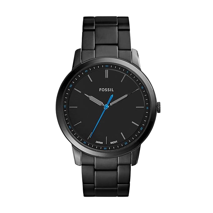 Fossil Analog Black Dial Men's Watch-Stainless Steel, Black Strap