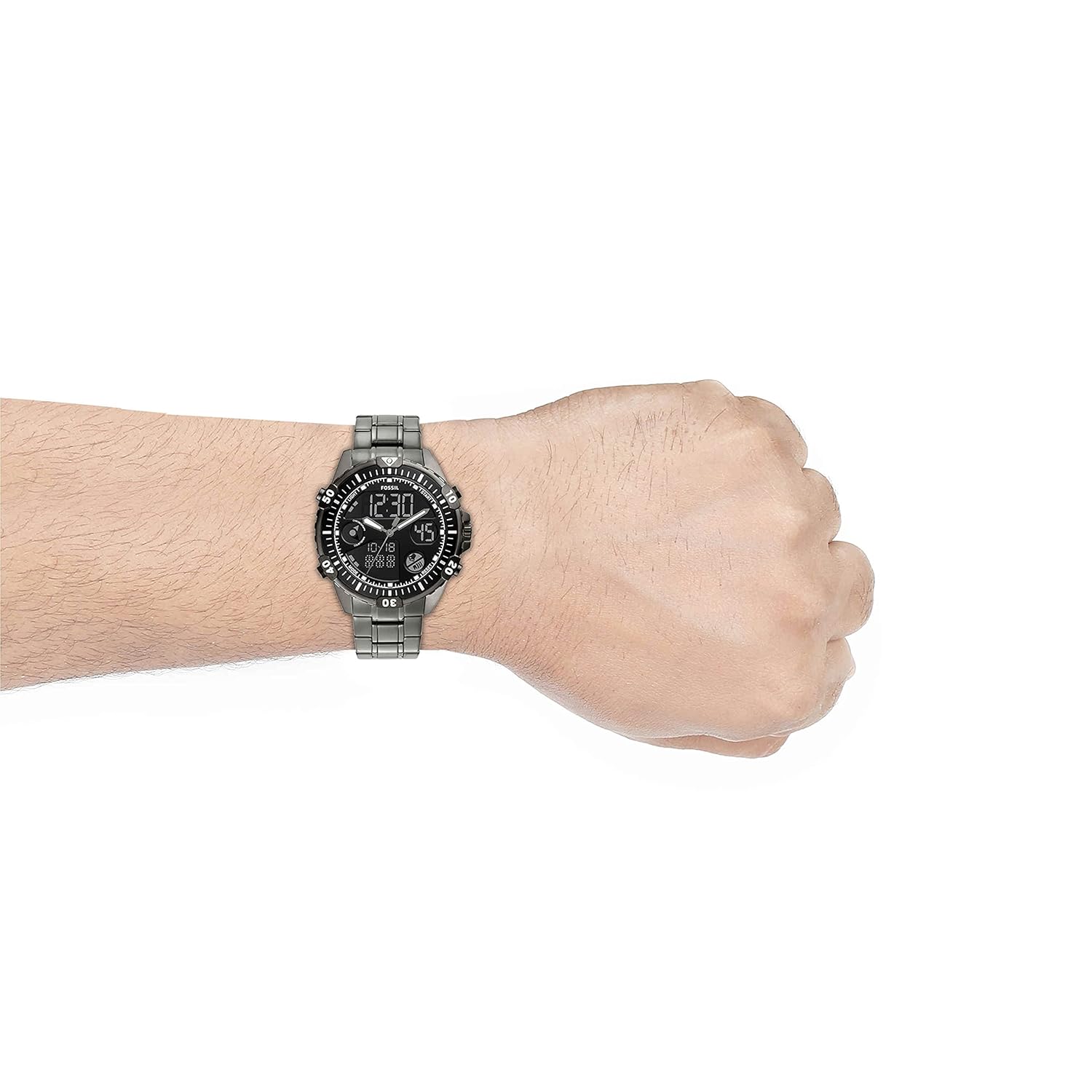 Fossil Garrett Analog-Digital Black Dial Men's Watch, Gun-Metal