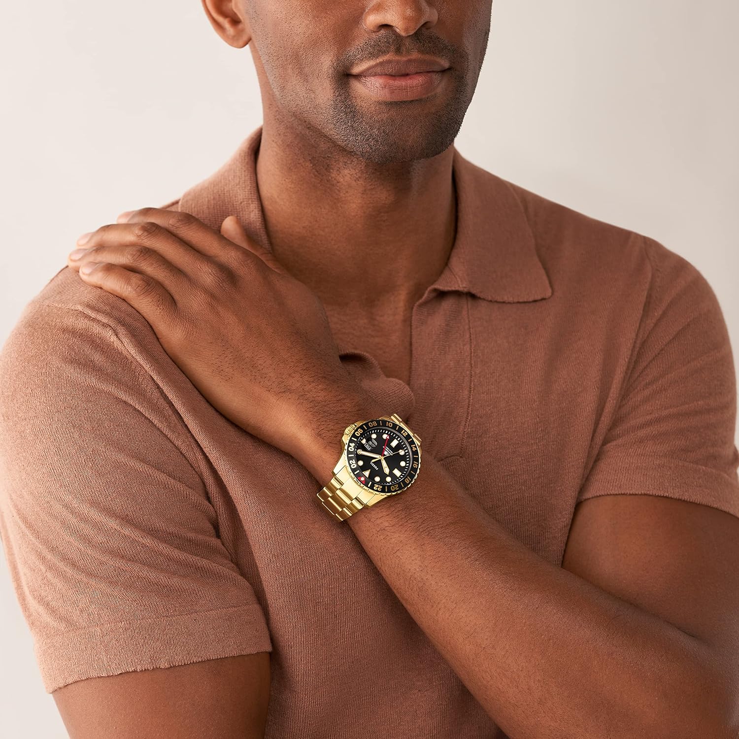 Fossil Blue GMT Gold-Tone Stainless Steel Watch