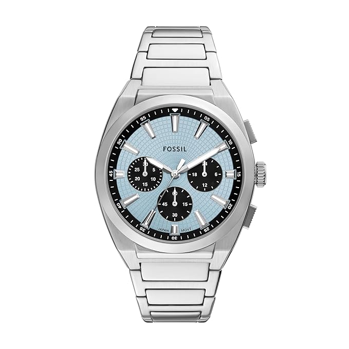 Fossil Men Everett Silver Quartz Stainless Steel Blue Dial Analog Watch