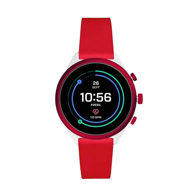 Fossil Sport (41mm, Red) Women's Metal and Silicone Touchscreen Smartwatch with AMOLED Screen, Heart Rate, GPS, NFC, Music Storage and Smartphone Notifications